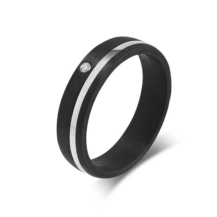 Carbon Fiber Gold Plated Ring With Zircon Inlay – Wholesale & Customizable factory